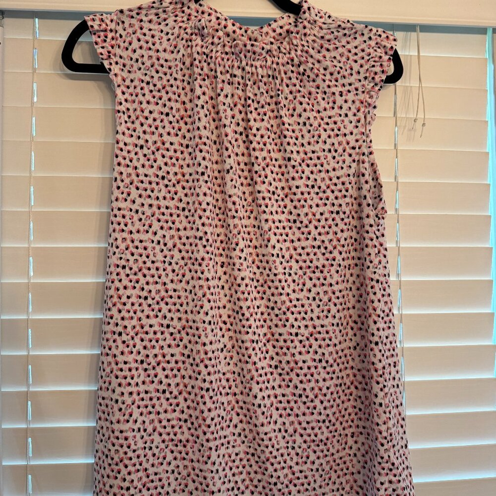 Adrianna Pappell  Pink, Black, & White Mock Neck Ruffle Sleeve Blouse (Size: M)